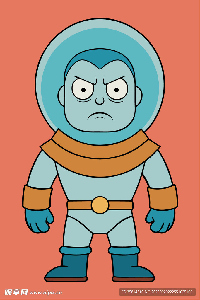 愤怒的卡通宇航员形象
