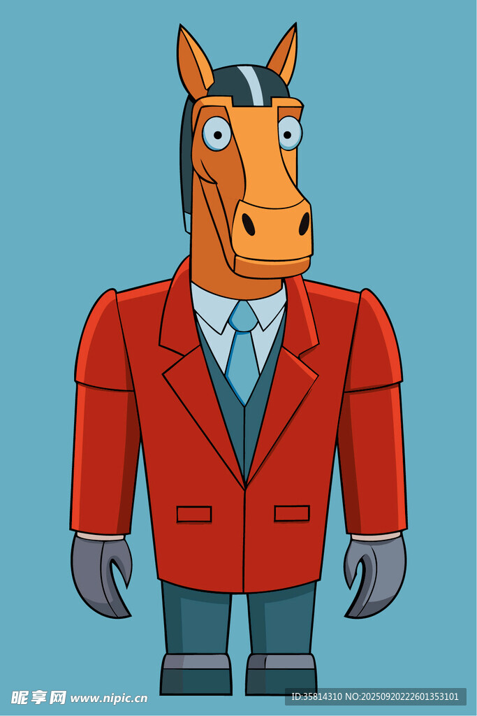 穿西装的卡通马头形象