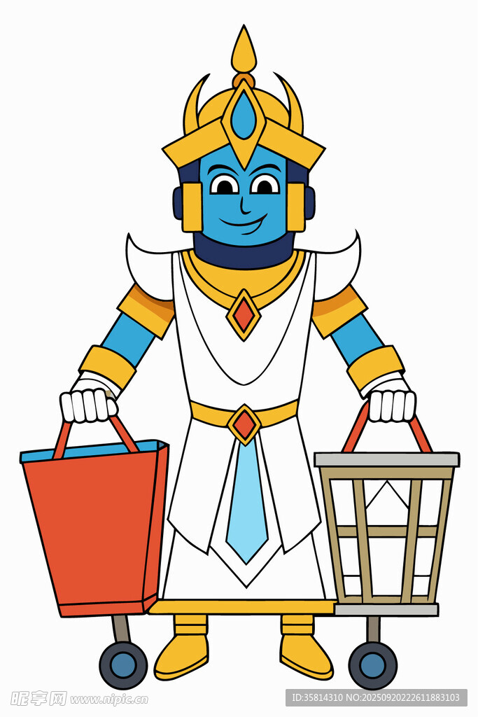 蓝皮肤神祇推购物车形象