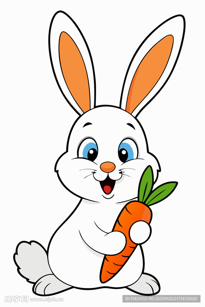 可爱白兔抱胡萝卜