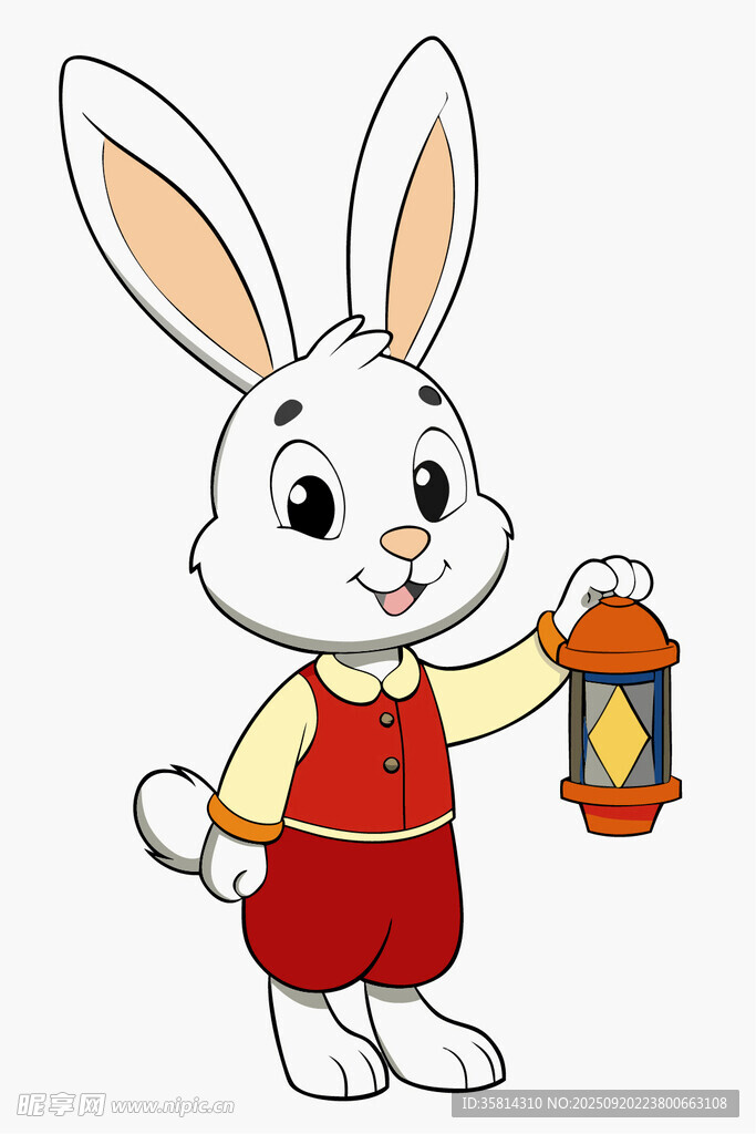 提灯笼的可爱小兔子
