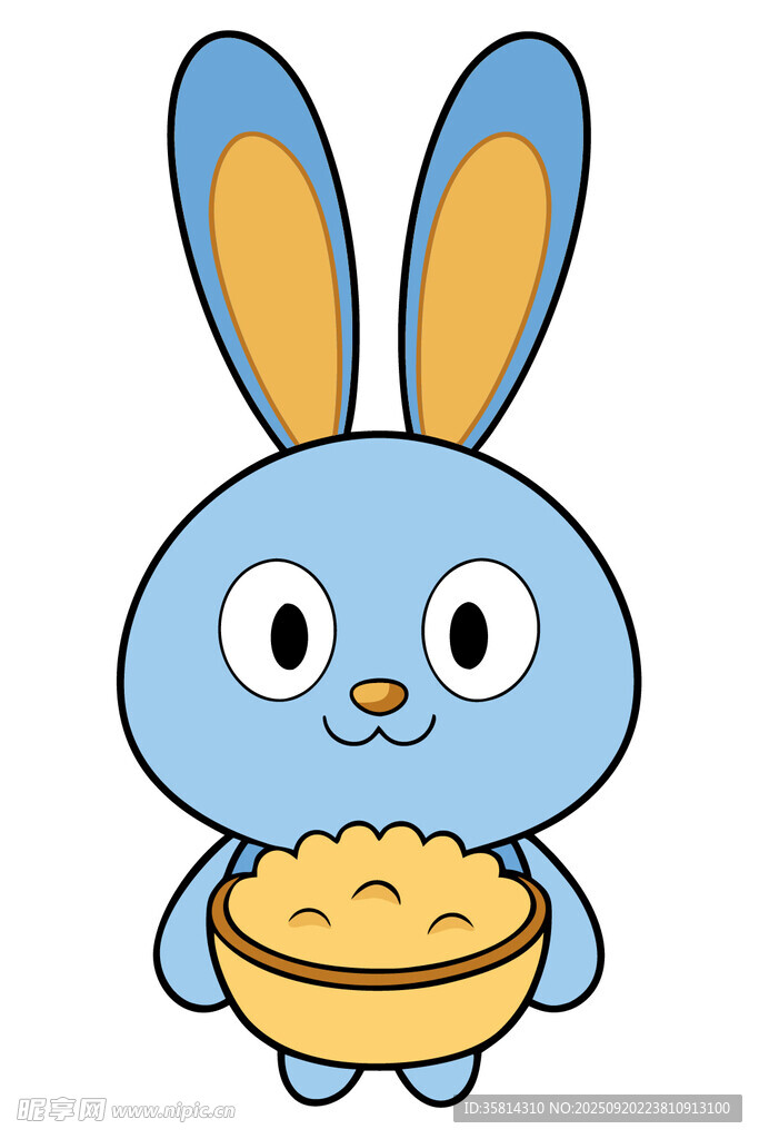 抱蛋篮的可爱蓝色兔子