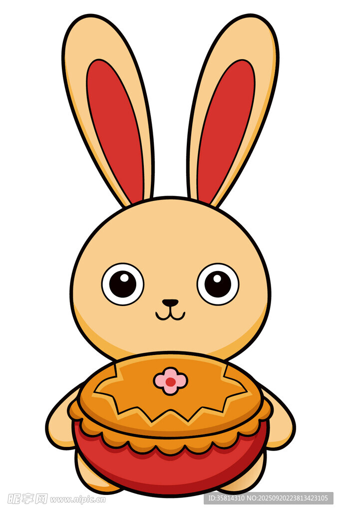 抱月饼的可爱小兔子