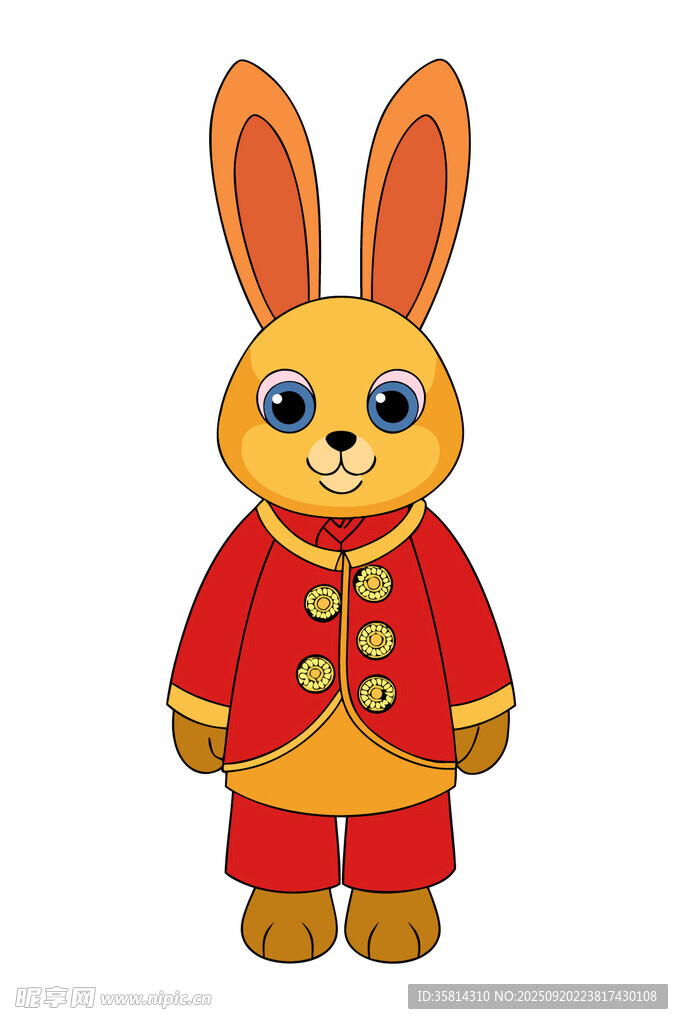 穿红衣的可爱卡通兔子