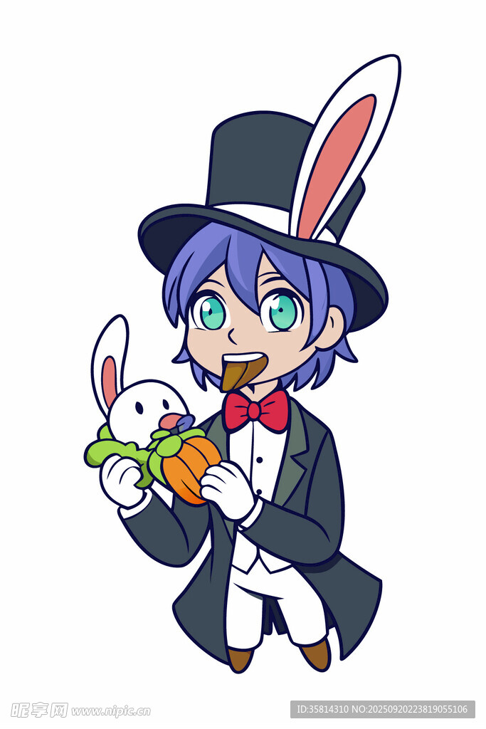 兔耳魔术师与白兔