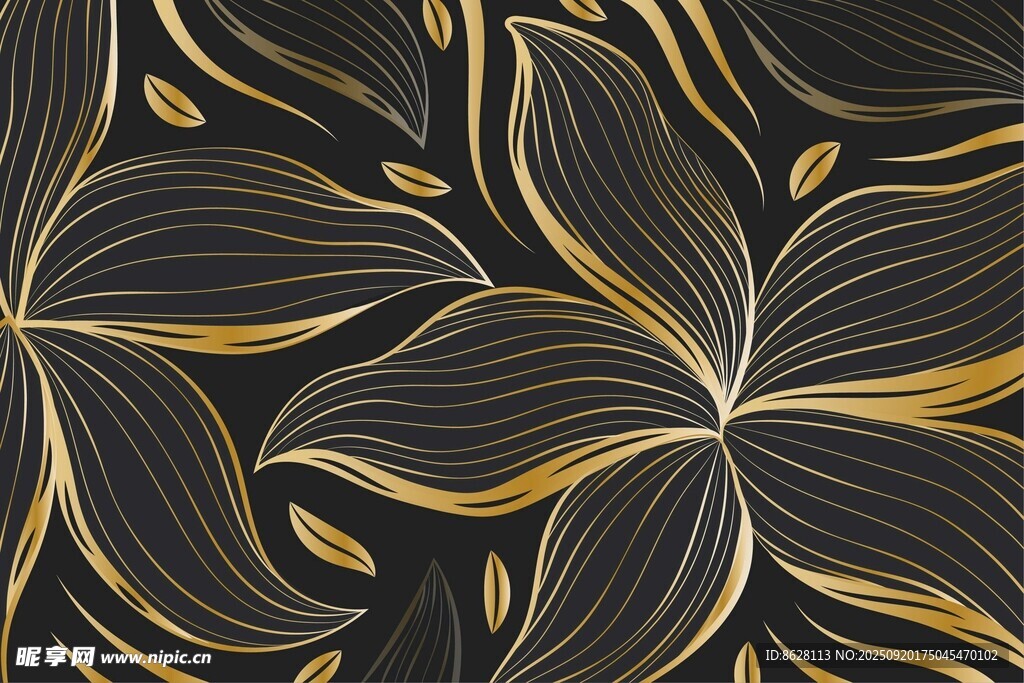 黑金花卉图案背景纹理