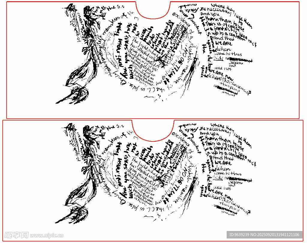 马的黑白线条艺术图案