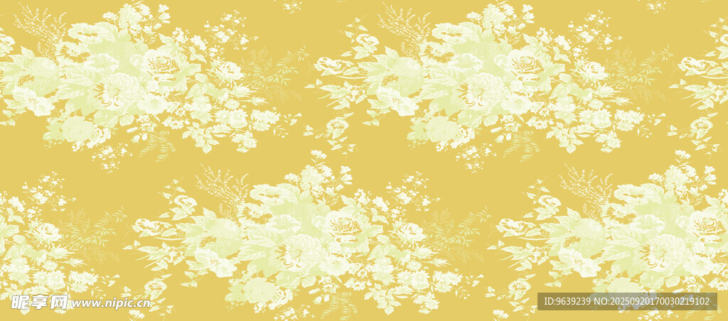 黄色底白色云朵图案背景