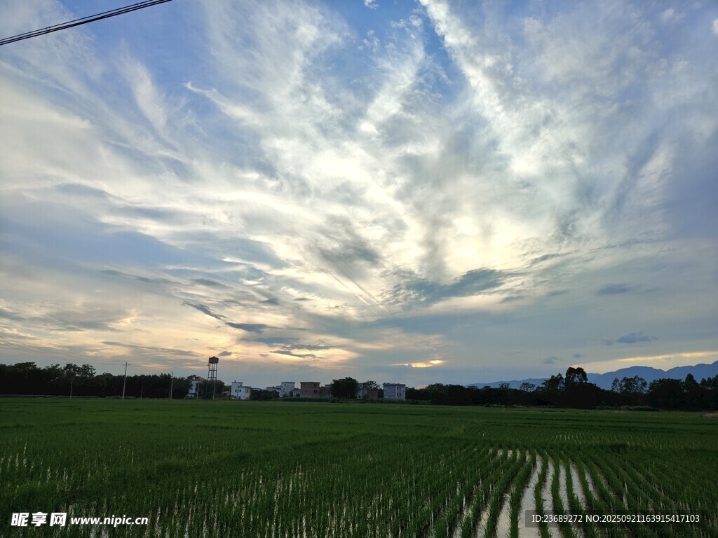 田野上空的美丽云彩