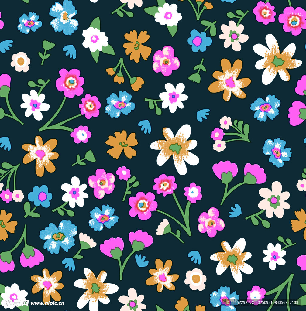 多彩花卉图案背景纹理