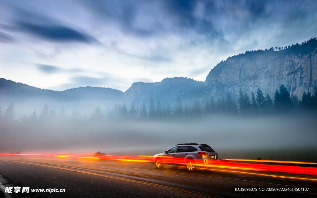 山间公路汽车光影之旅