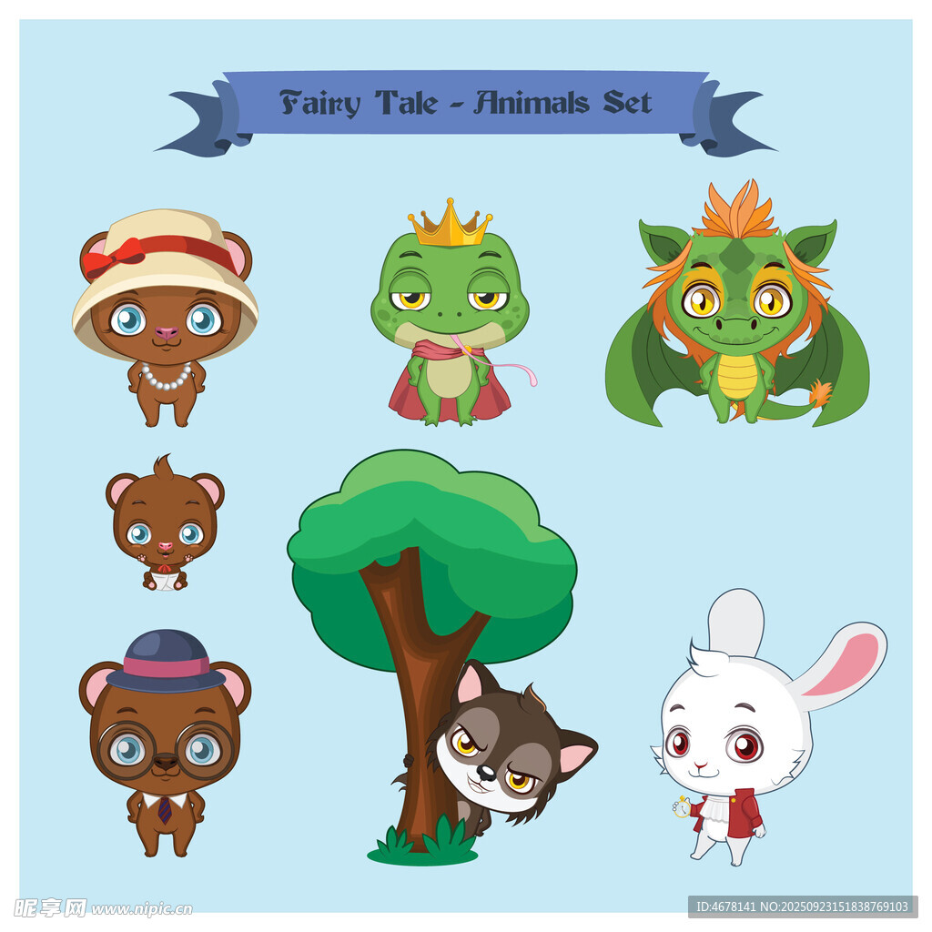 可爱动物头像字母G系列