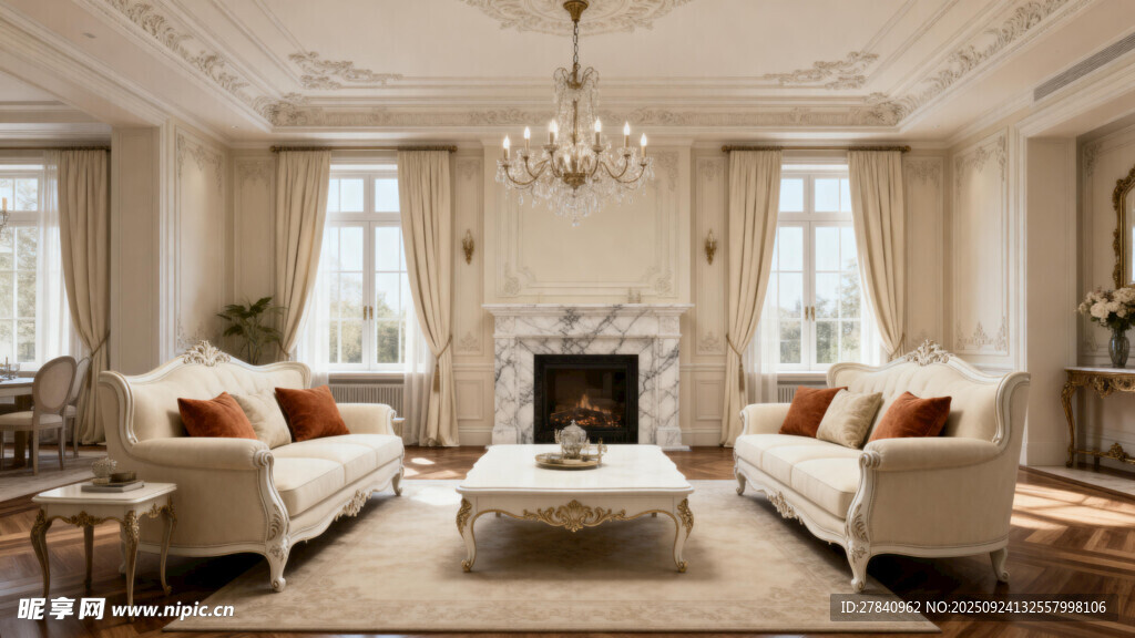 法式风格3dmax客厅效果图