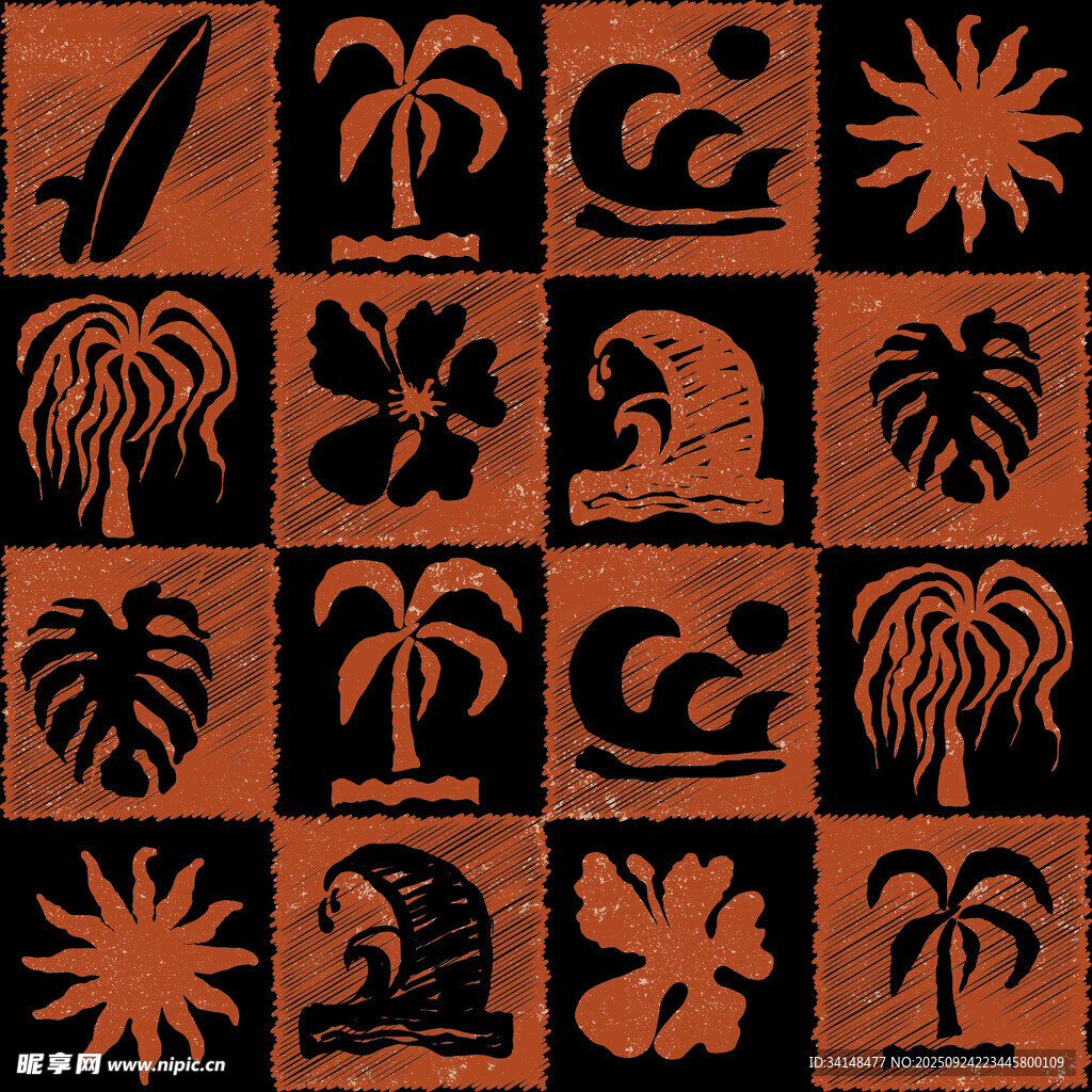 复古热带图案装饰纹理