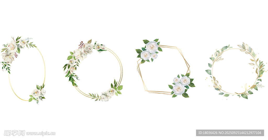 花卉几何形状装饰花环png