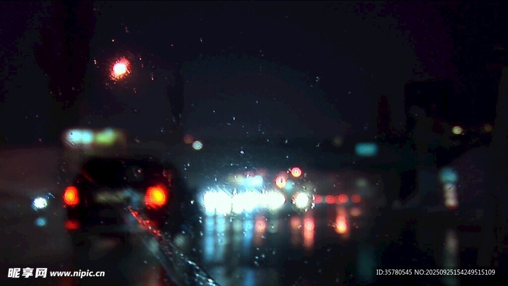 夜晚城市道路车灯景象