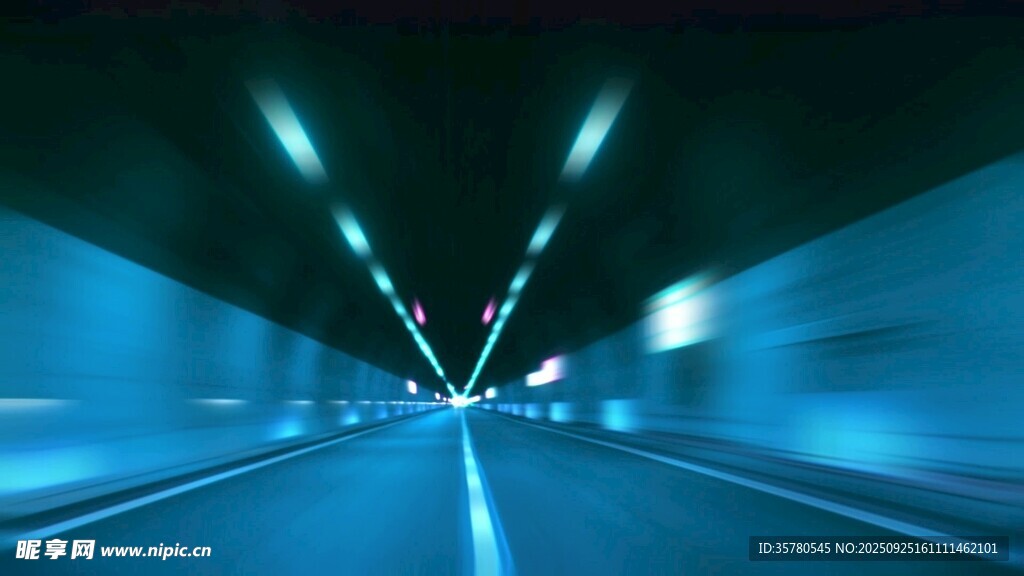 未来感隧道公路夜景
