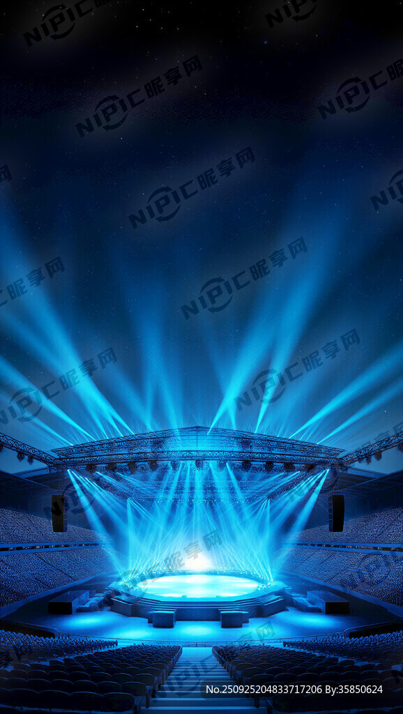 竖屏蓝色演唱会现场上空全景没有