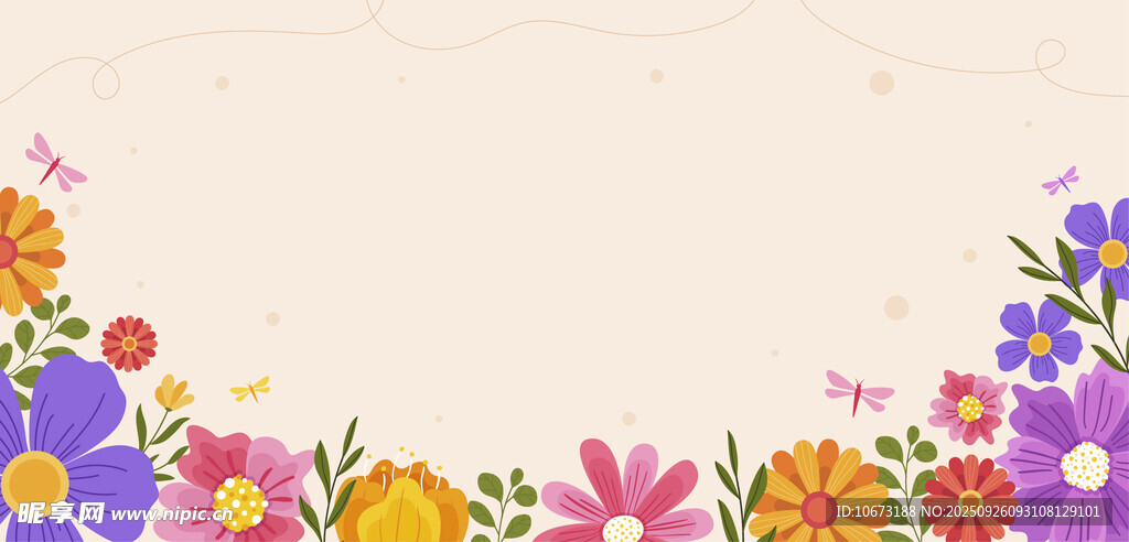 多彩花卉装饰边框背景