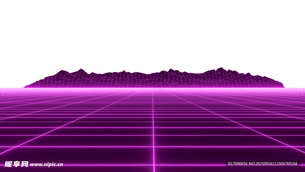 紫色网格背景下的山峦轮廓