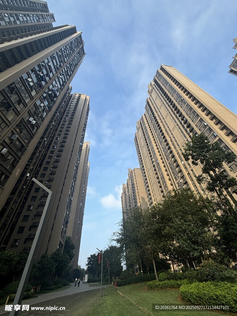 城市高楼与绿地景观