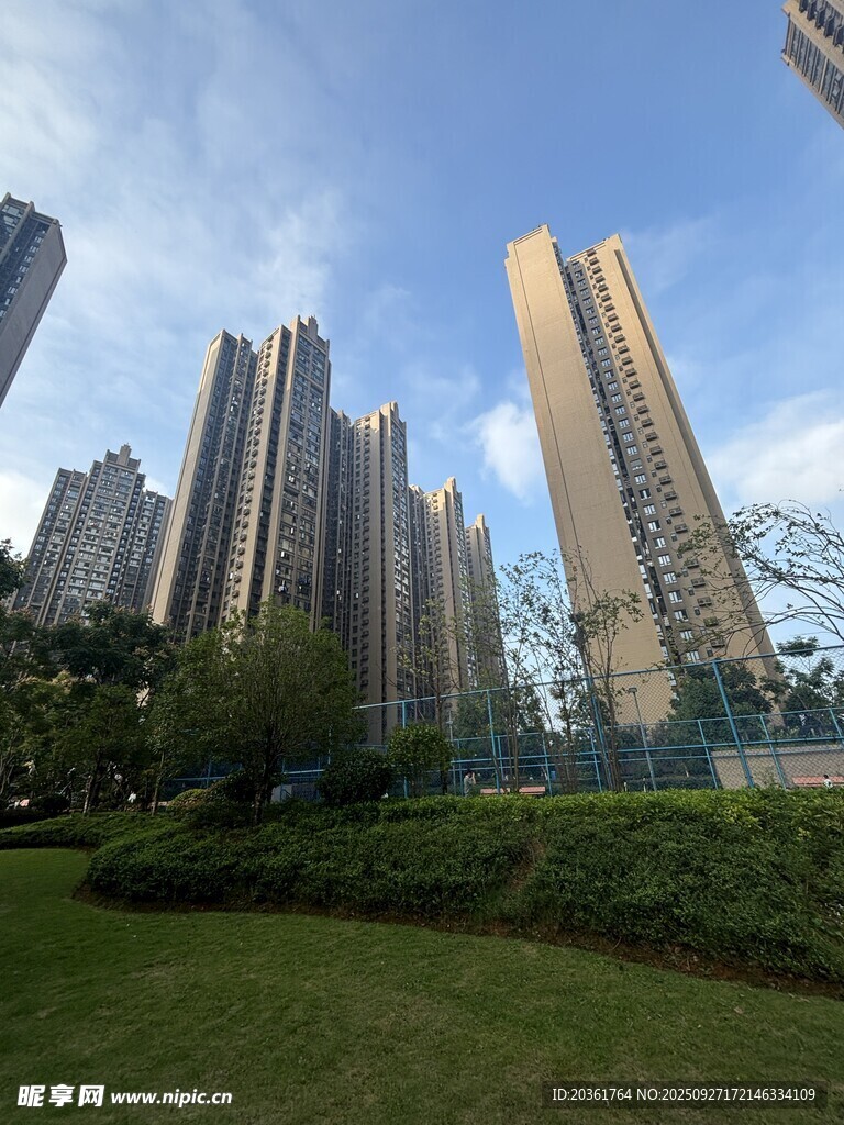 城市高楼与绿地景观