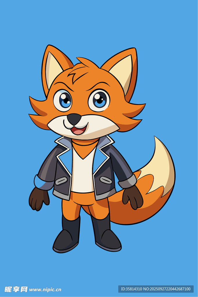 穿夹克的卡通狐狸形象