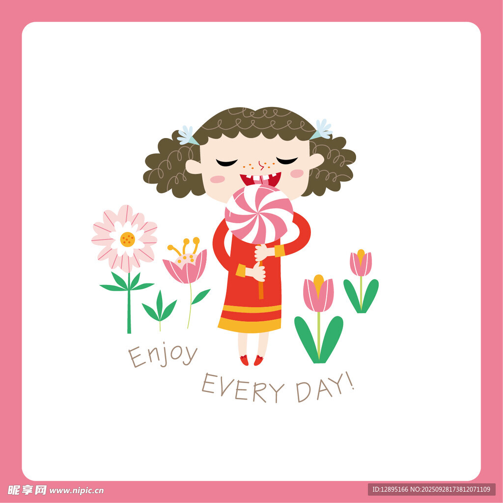 手持棒棒糖的可爱女孩