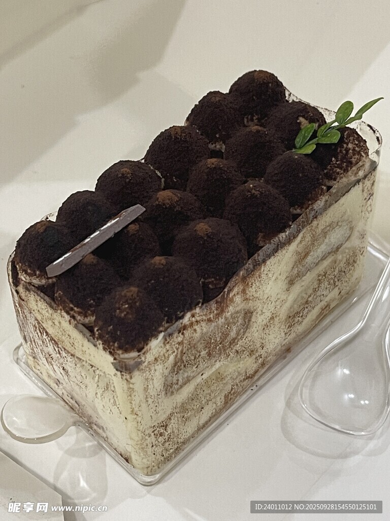 美味巧克力装饰的精致蛋糕