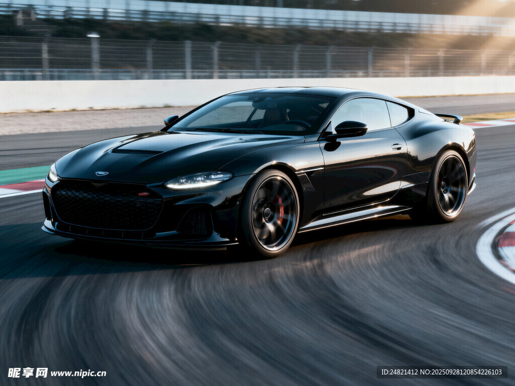 黑色跑车赛道上飞驰