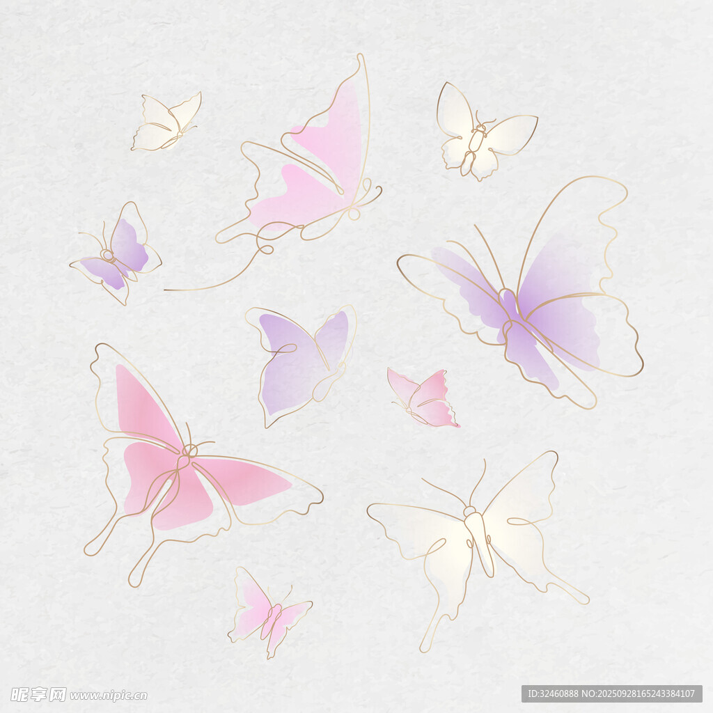 梦幻渐变蝴蝶图案素材