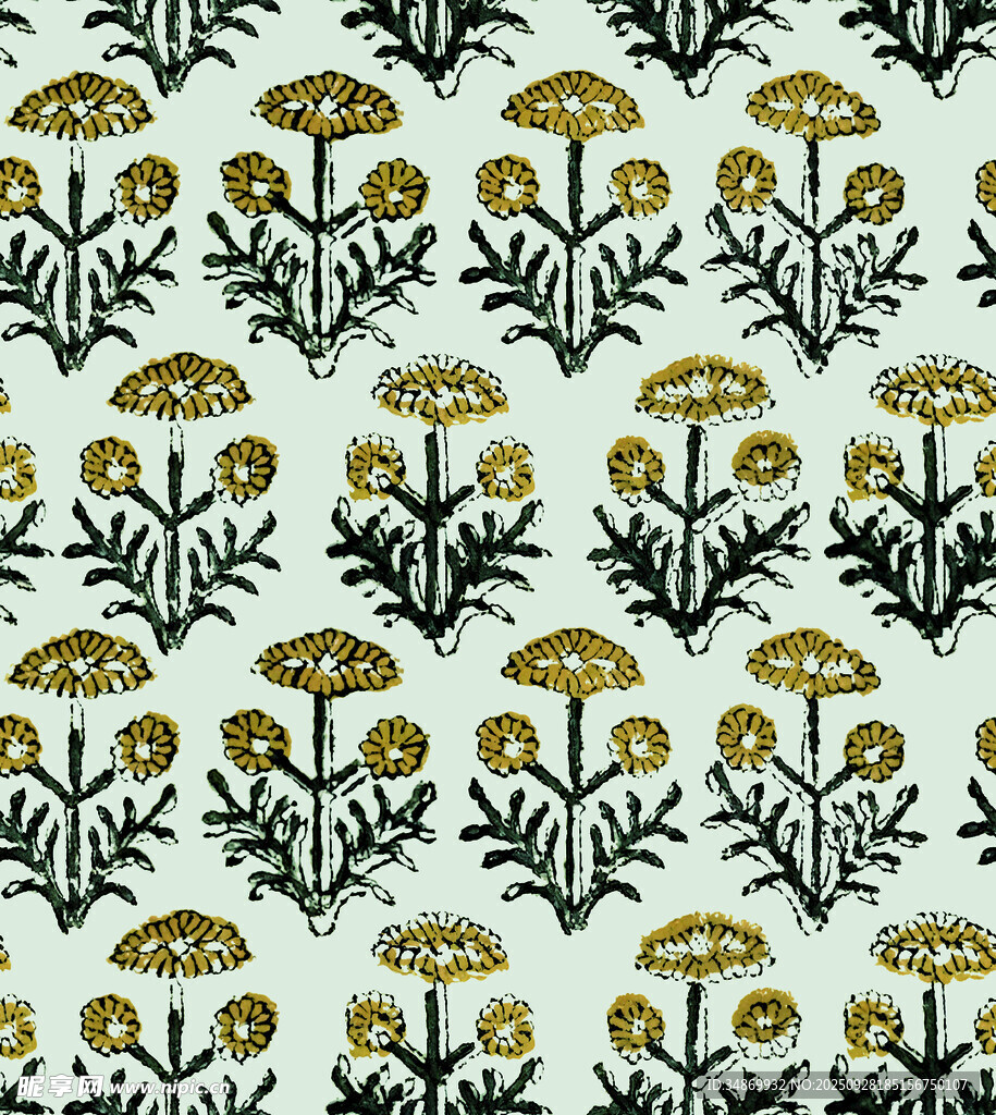 复古花卉图案纹理背景