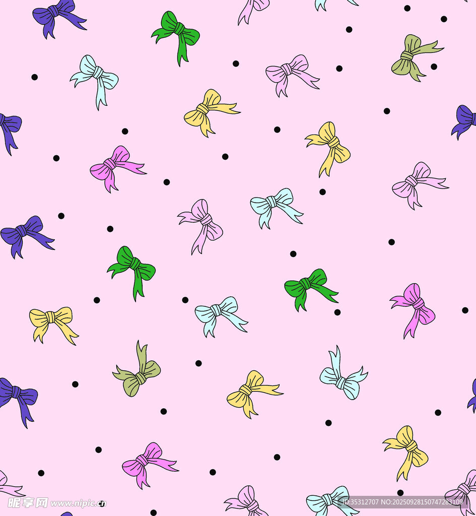 粉色背景多彩蝴蝶结图案