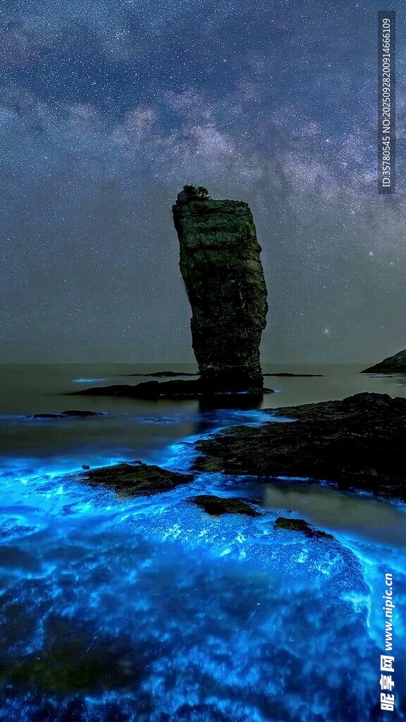蓝眼泪奇观中的海中石柱