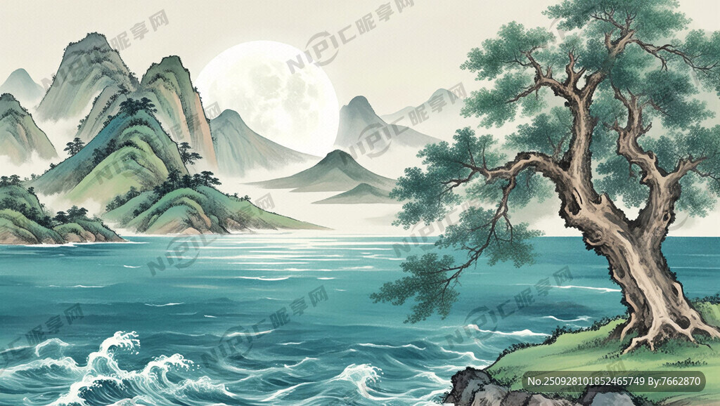 清风、明月、大海、古树