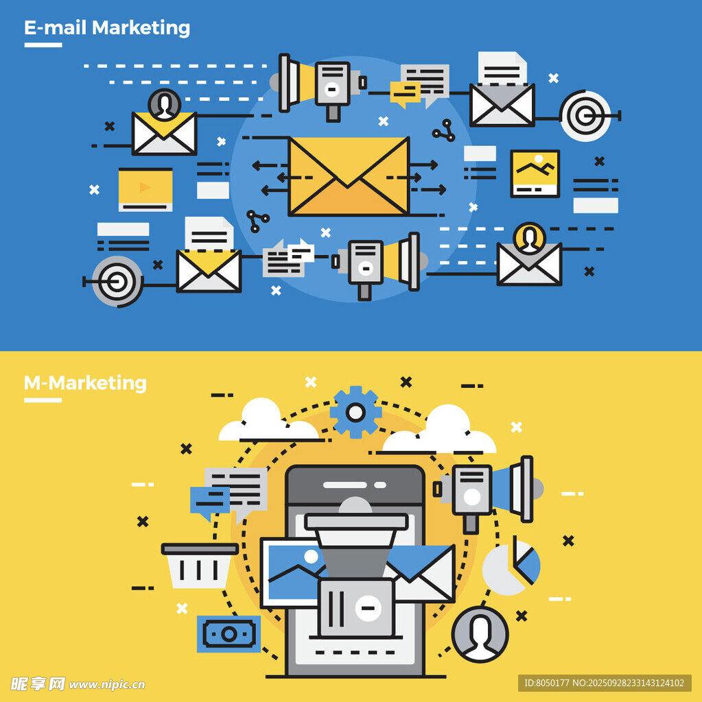 电子邮件营销相关创意插画