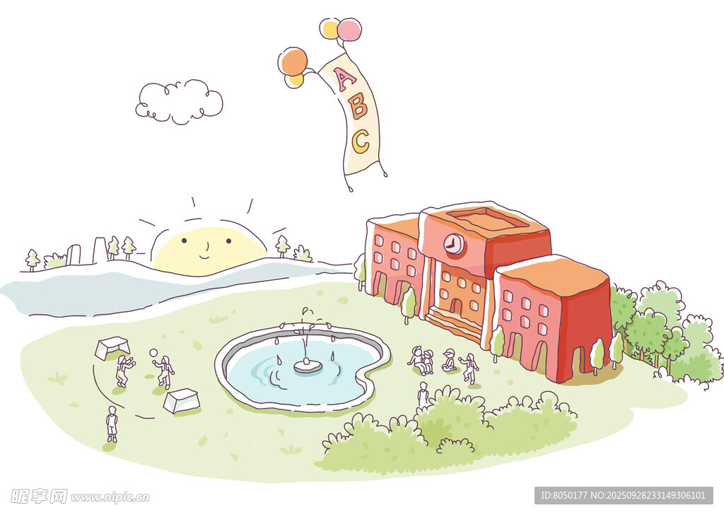 童趣校园场景插画