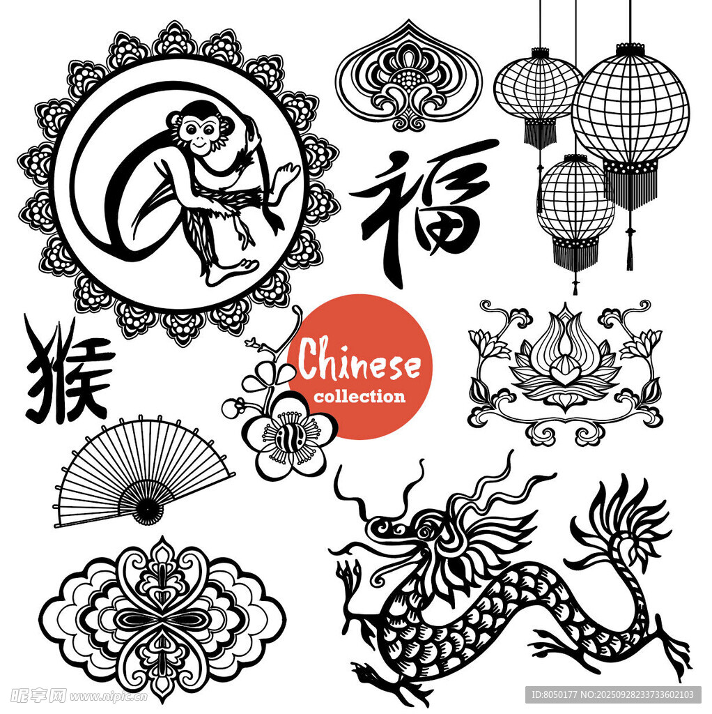 中国传统猴年元素图案