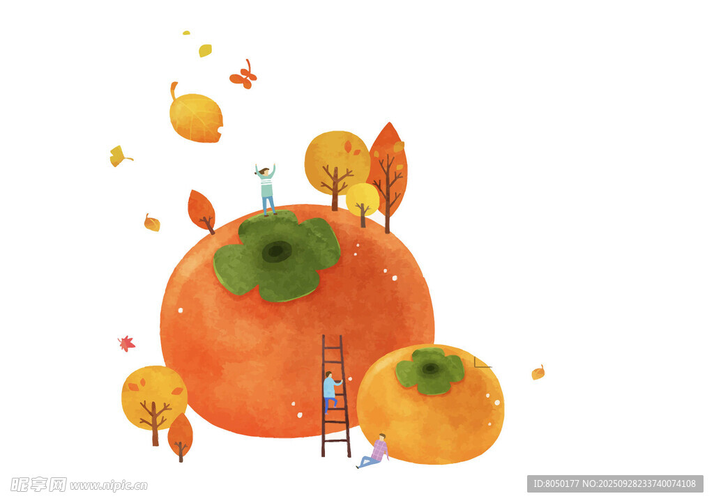 秋日南瓜与落叶的温馨画面