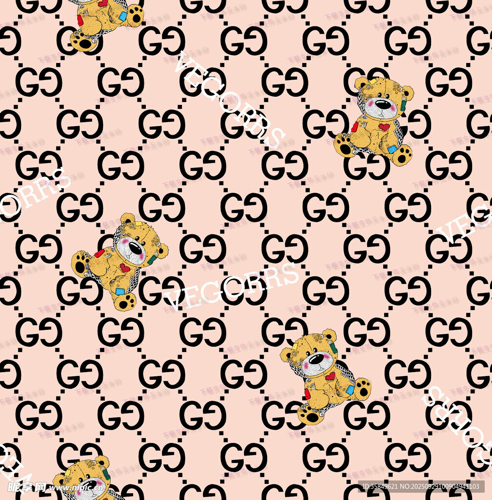 花卉交织双G图案印花