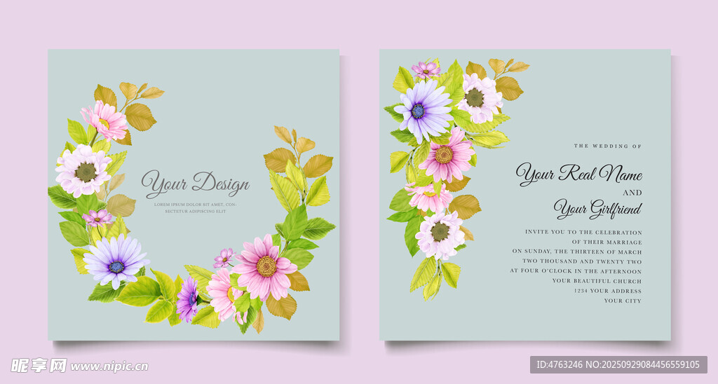 花卉婚礼请柬设计模板