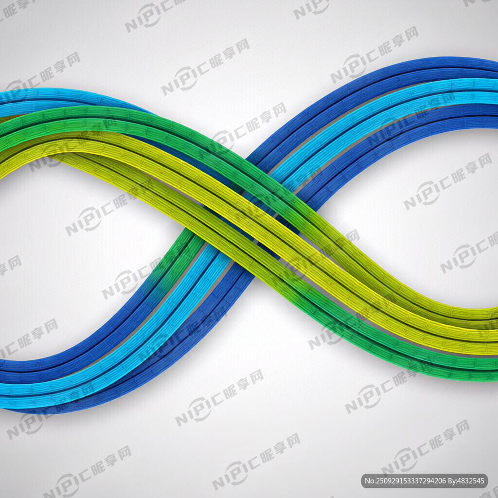 成8字形的蓝绿色块组成彩色线条