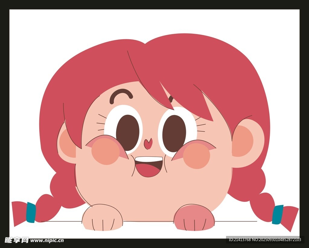 俏皮双马尾女孩做鬼脸