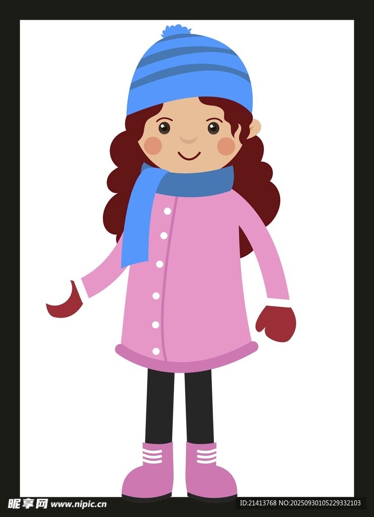 穿冬装的可爱小女孩