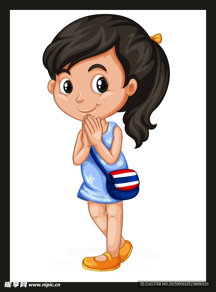 可爱背书包的小女孩