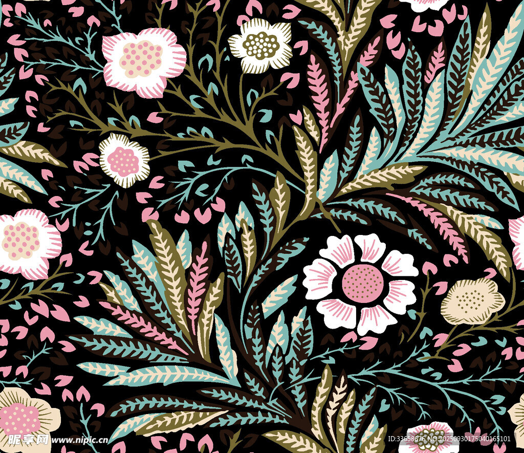 精美花卉刺绣图案