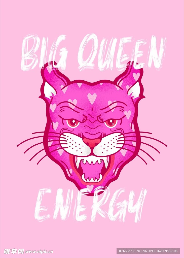 粉色酷感大女王头像图案