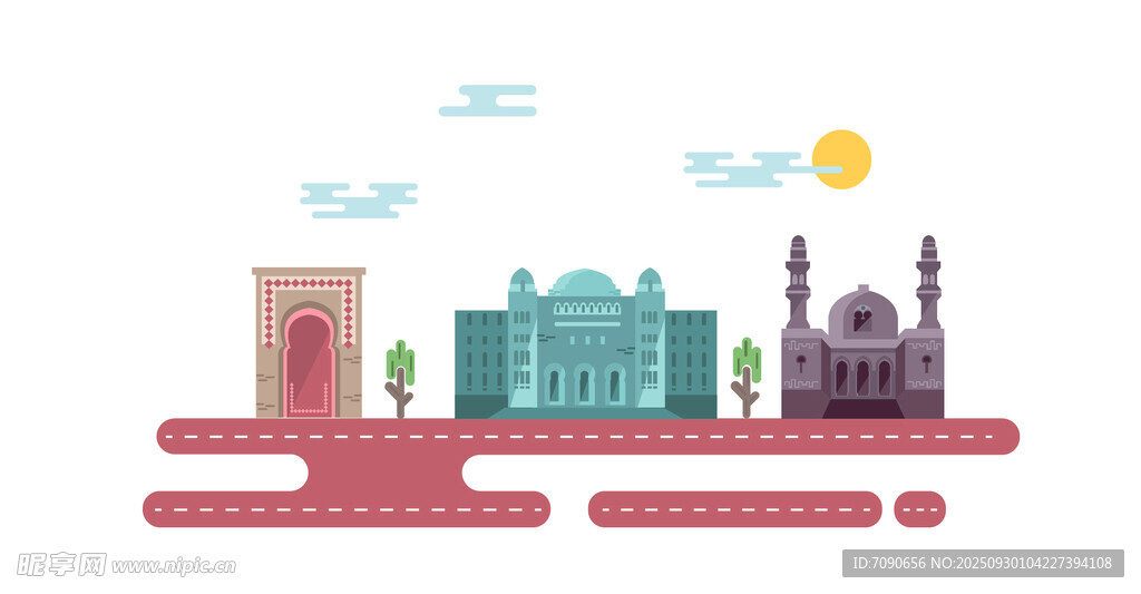 城市地标建筑天际线景观