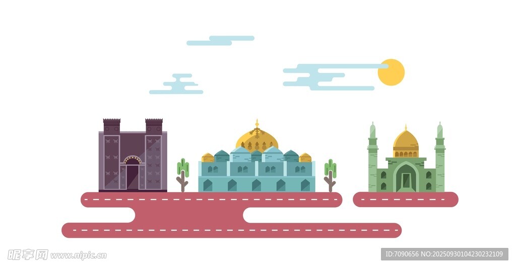 城市建筑景观插画