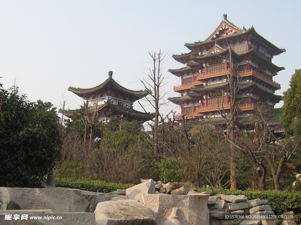 中式古典楼阁园林景观